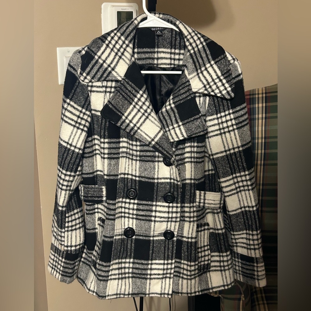 George plaid winter button up coat